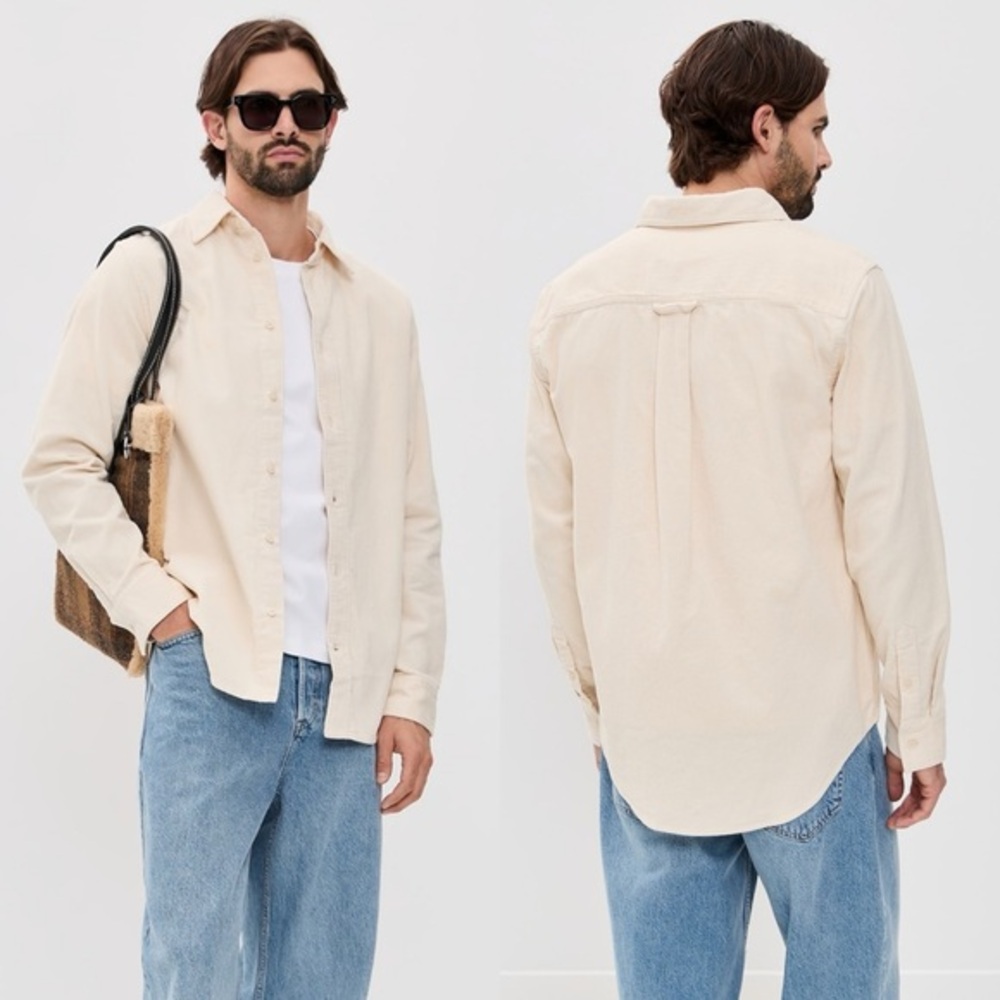 NN07 Colby Ivory Cotton Corduroy Long Sleeve Shirt L